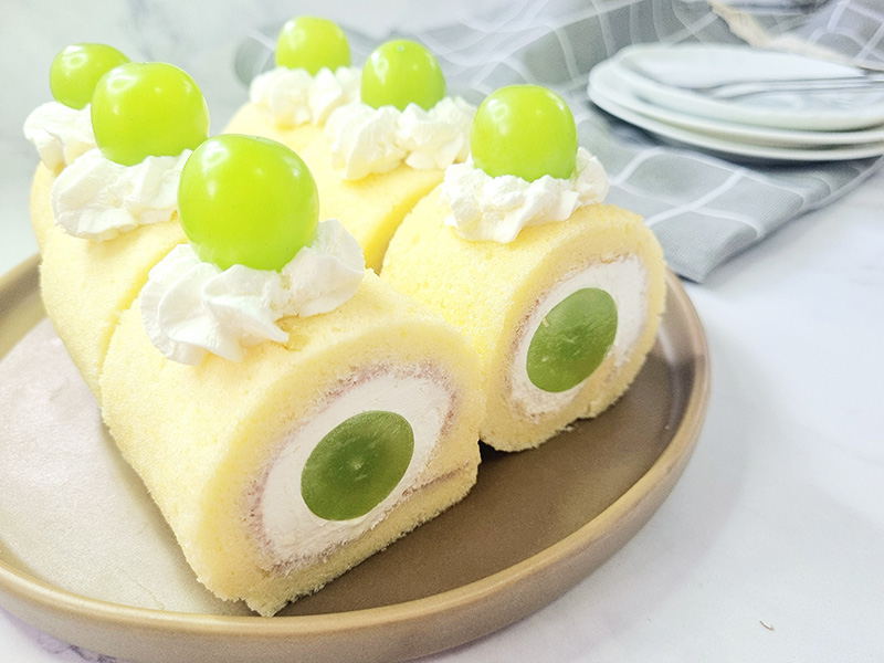 โรลเค้กองุ่นไซมัสคัส สูตรขนมหวานจากองุ่นไซมัสคัส รวมสูตรของหวาน องุ่นไซมัสคัส เค้ก เบเกอรี่ สูตรขนม