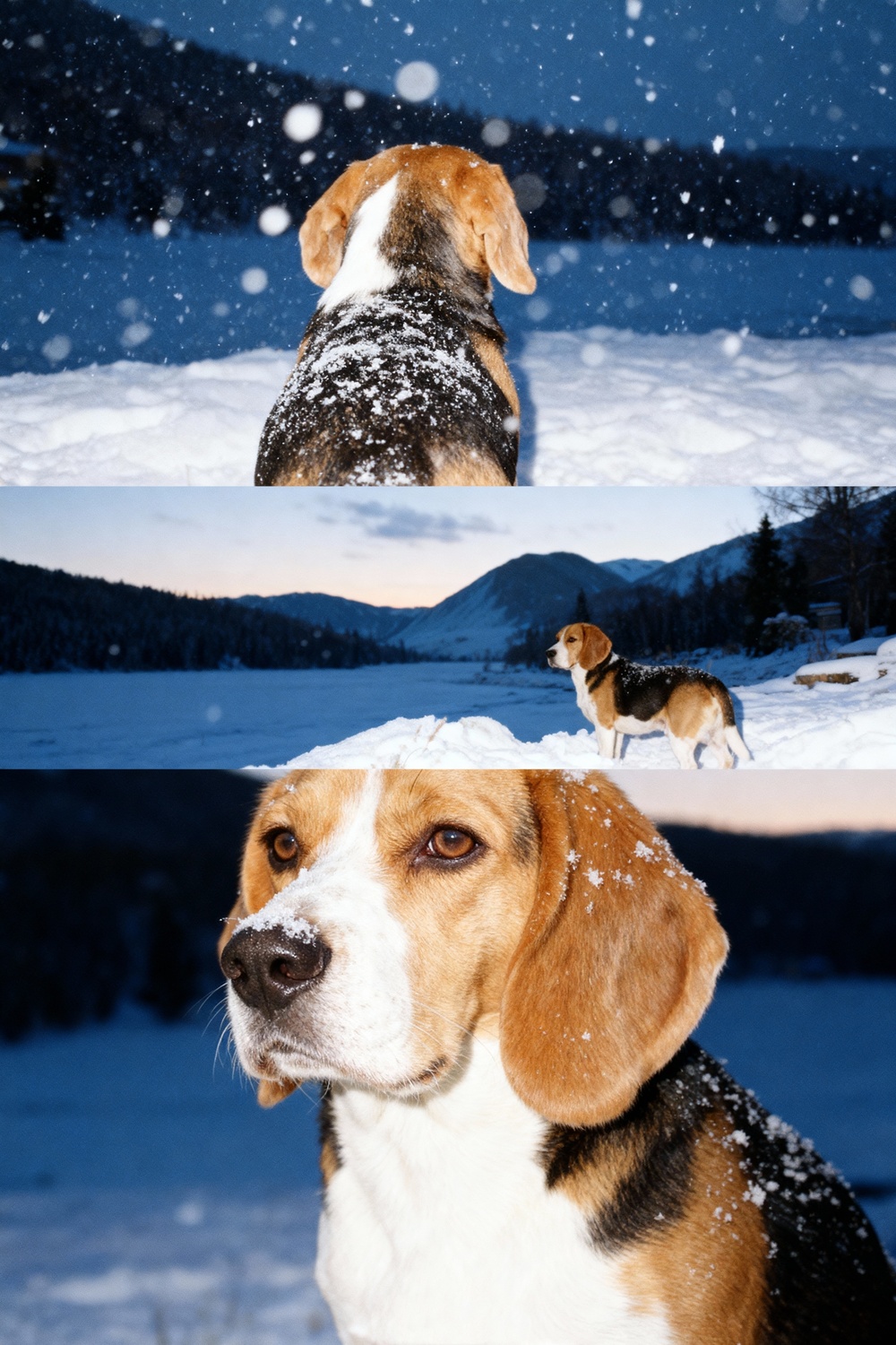 หมาในวิวหิมะ