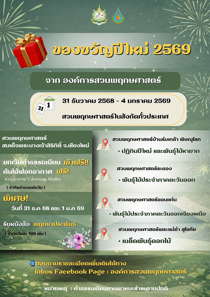 ที่เที่ยวและบริการ ฟรี ปีใหม่ 2569