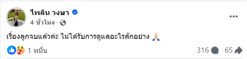 แบม ไพลิน เผยบทสรุปเรื่องลูก