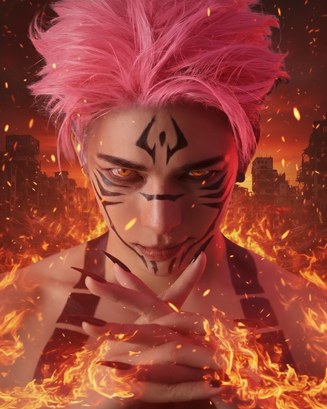 มิว ศุภศิษฏ์ แต่งคอสเพลย์เป็นสุคุนะ ตัวร้ายจากอานิเมะ Jujutsu Kaisen