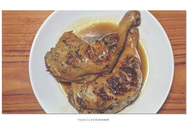 น่องไก่พริกไทยดำตุ๋นเบียร์