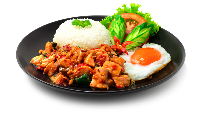 แซลมอนผัดกะเพรา สูตรเมนูปลาแซลมอน สูตรอาหาร