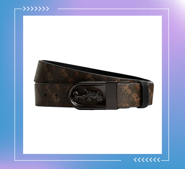 Coach Boxed Plaque And Harness Buckle Cut-To-Size Reversible Belt เข็มขัดผู้ชาย