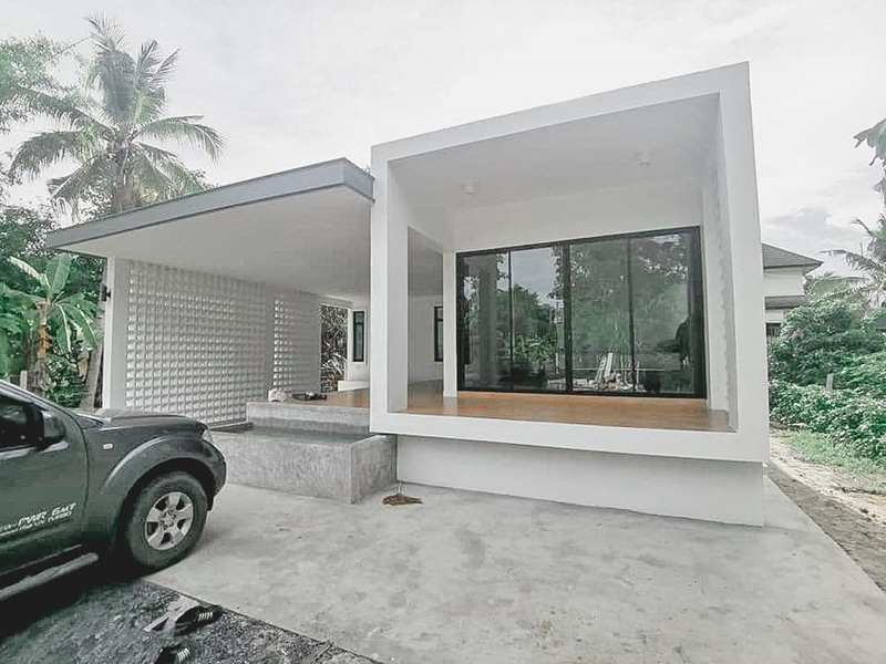 แบบบ้านทรงกล่องชั้นเดียวสไตล์โมเดิร์น