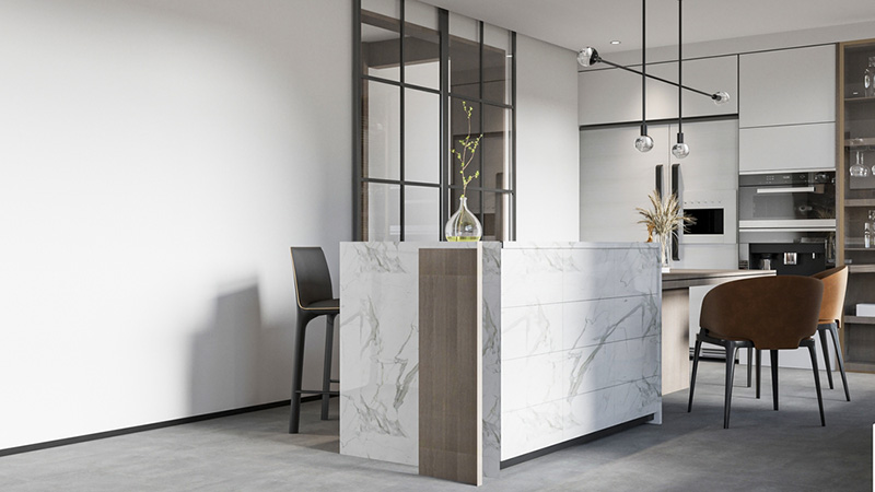 เคาน์เตอร์ครัวแบบน้ำตก