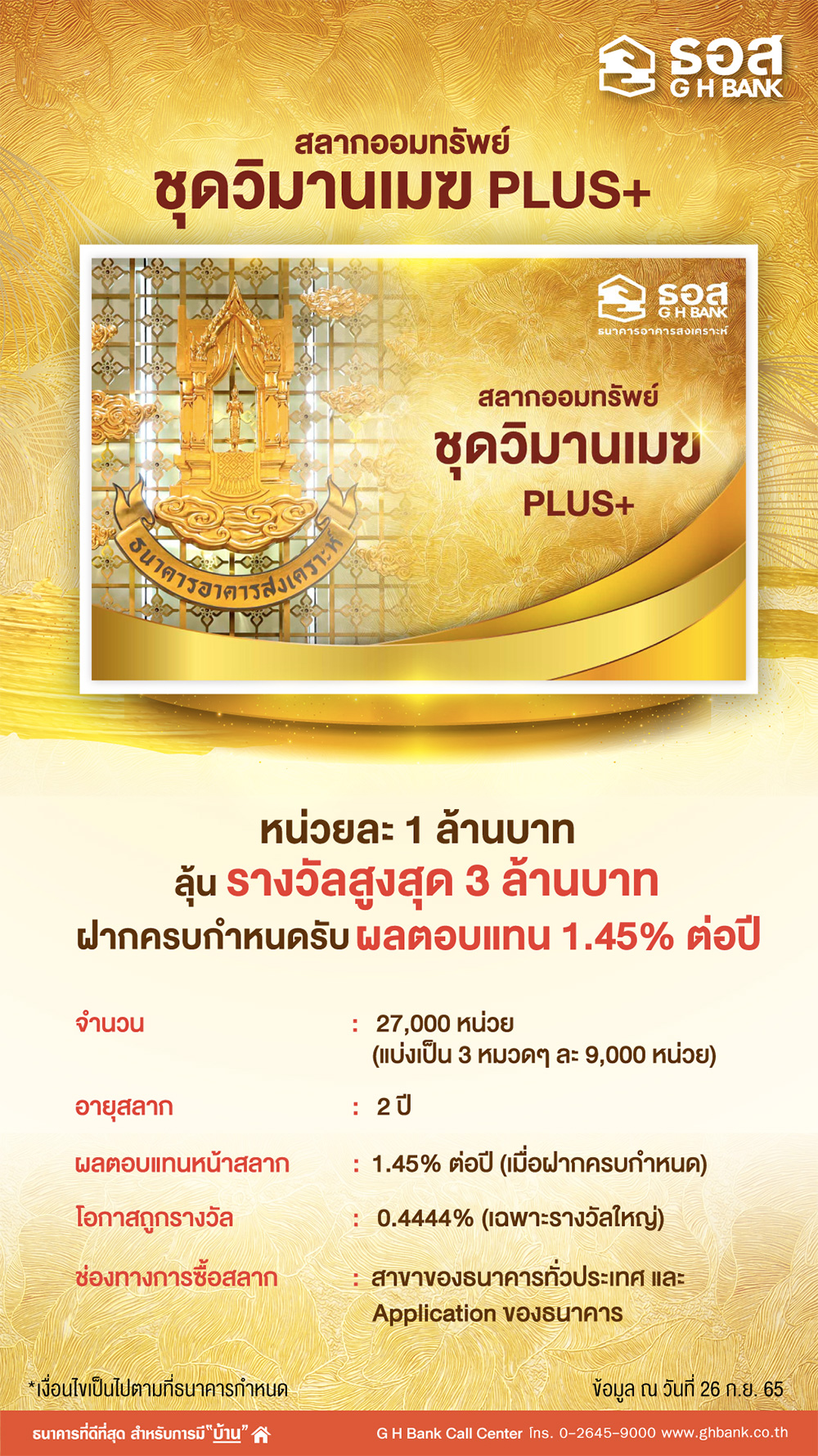 สลากออมทรัพย์ ธอส. ชุดวิมานเมฆ PLUS