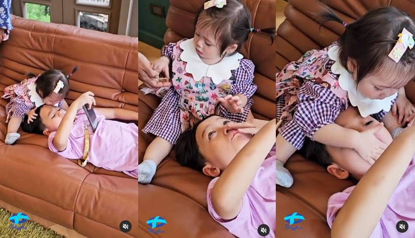 น้องแอบิเกล ป้อนข้าวพี่พายุ