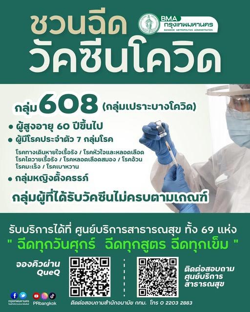 ฉีดวัคซีนโควิด ศูนย์บริการสาธารณสุข กทม. 69 แห่ง