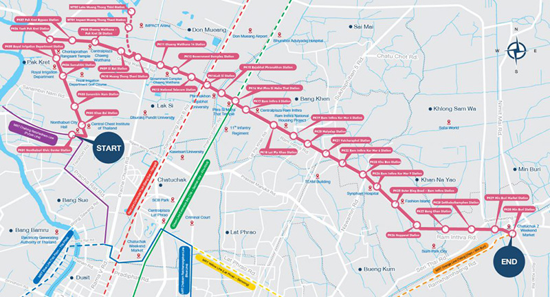 เที่ยวตามแนวรถไฟฟ้า สายสีชมพู
