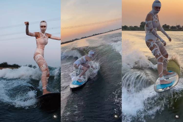 แซมมี่ เคาวเวลล์ แต่งผีมัมมี่เล่นเวกเซิร์ฟ