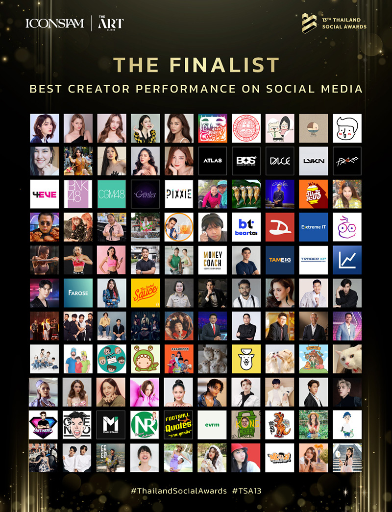 Thailand Social Awards ครั้งที่ 13 รายชื่อเข้าชิง
