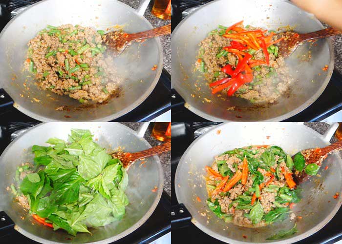 เนื้อสับผัดพริกโหระพา