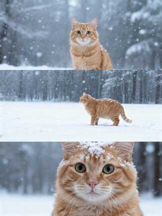 แมวในวิวหิมะ