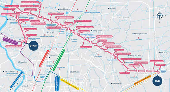 เที่ยวตามแนวรถไฟฟ้า สายสีชมพู